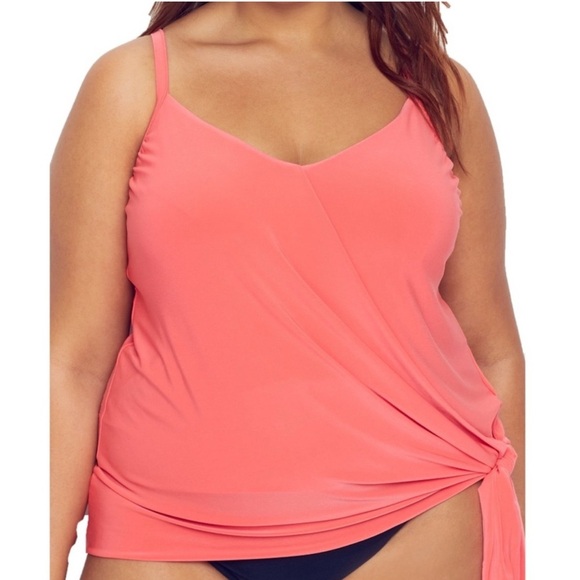 Magicsuit Solid Alex Tankini Top Sunset Orange Pink Womens Size 24W New With Tag - Picture 1 of 8